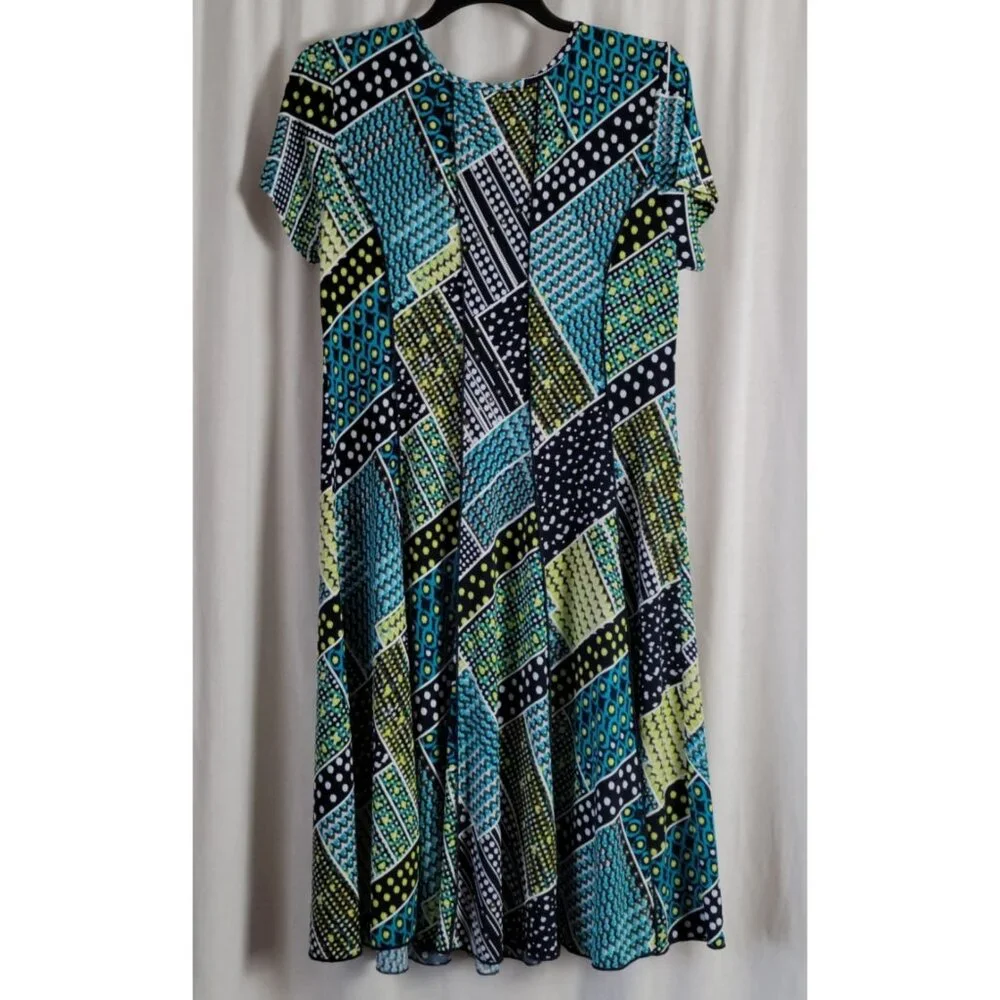 Sami & Jo Dress Geometric Abstract Midi Sz L Fairy Grunge Swiss Dot artsy BOHO